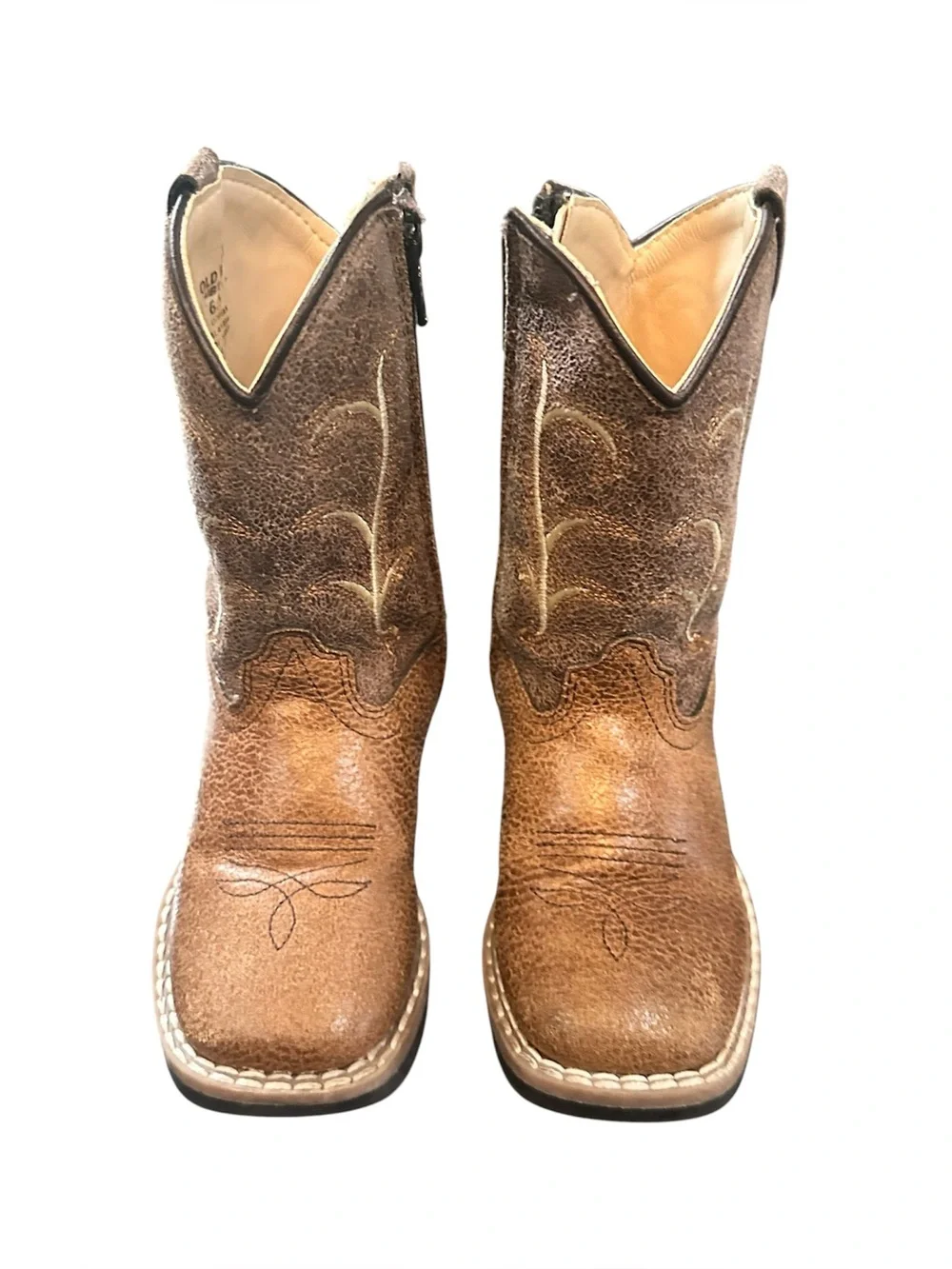 Jama Old West - Child/Toddler - Crackle Brown Cowboy Boots VB1013 Size 6.5-D